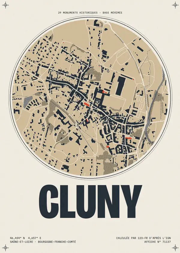 Affiche de Cluny, calculée par 123-fr d'après l'IGN