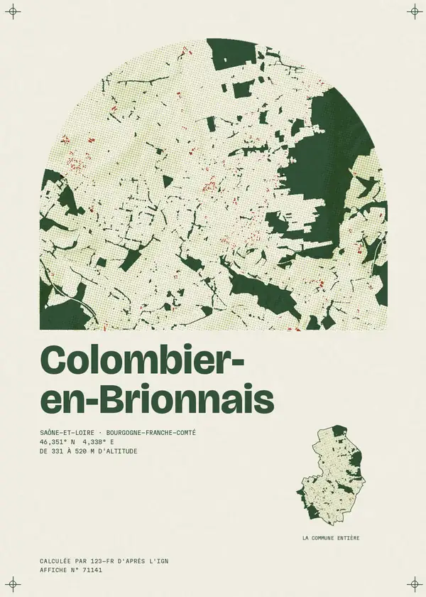Affiche de Colombier-en-Brionnais, calculée par 123-fr d'après l'IGN