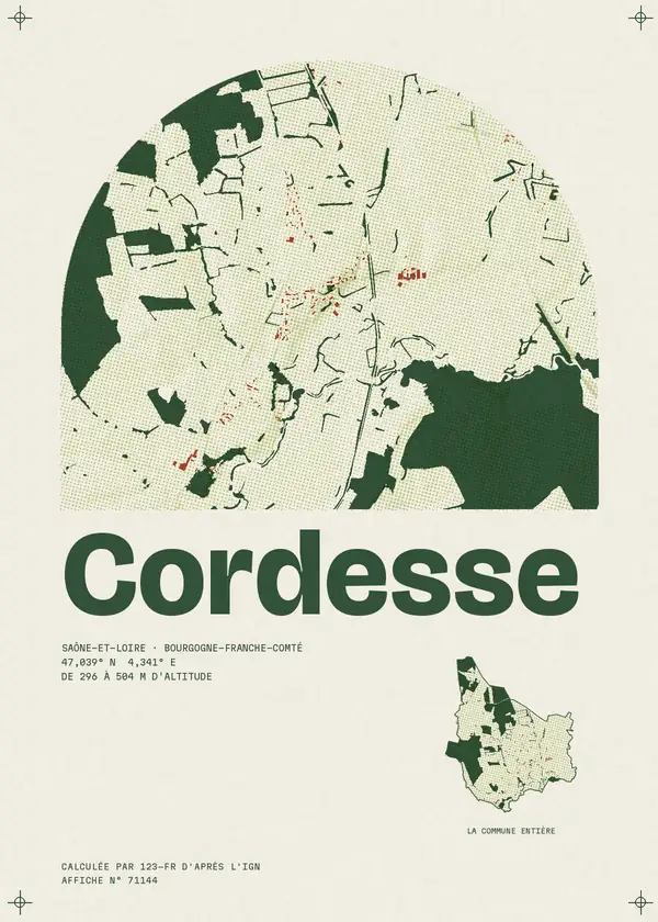 Affiche de Cordesse, calculée par 123-fr d'après l'IGN