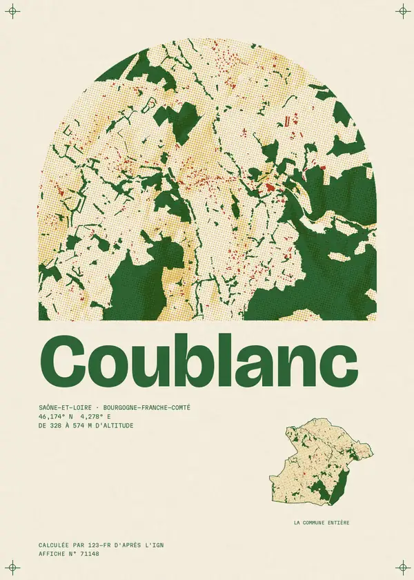 Affiche de Coublanc, calculée par 123-fr d'après l'IGN