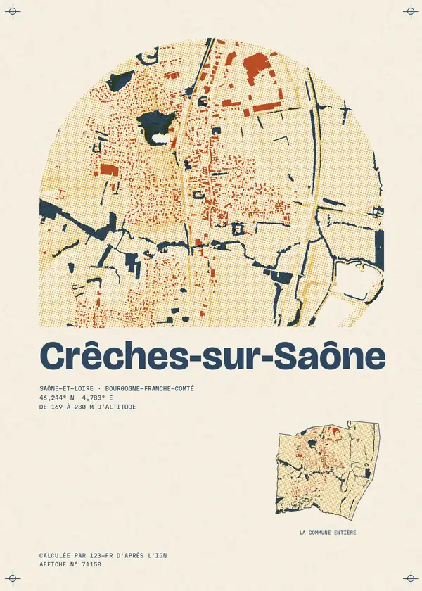 Affiche de Crêches-sur-Saône, calculée par 123-fr d'après l'IGN