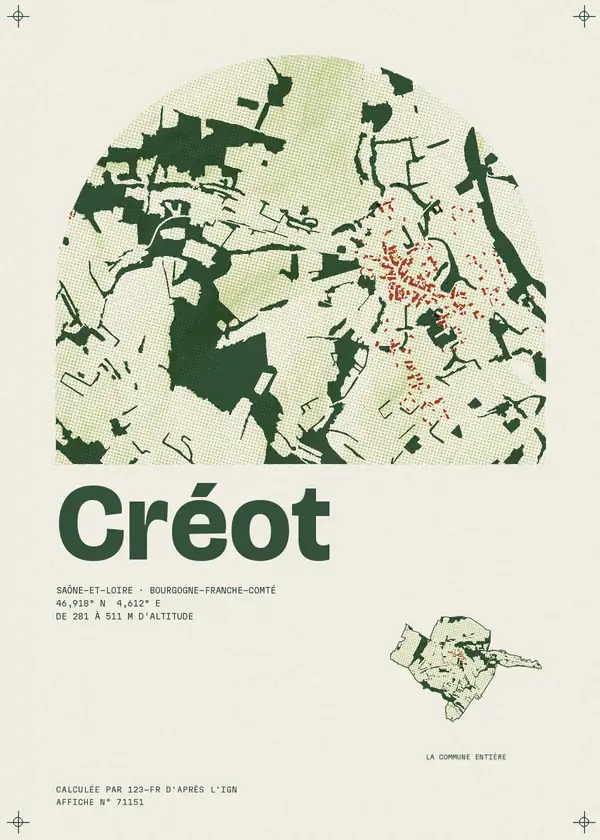 Affiche de Créot, calculée par 123-fr d'après l'IGN