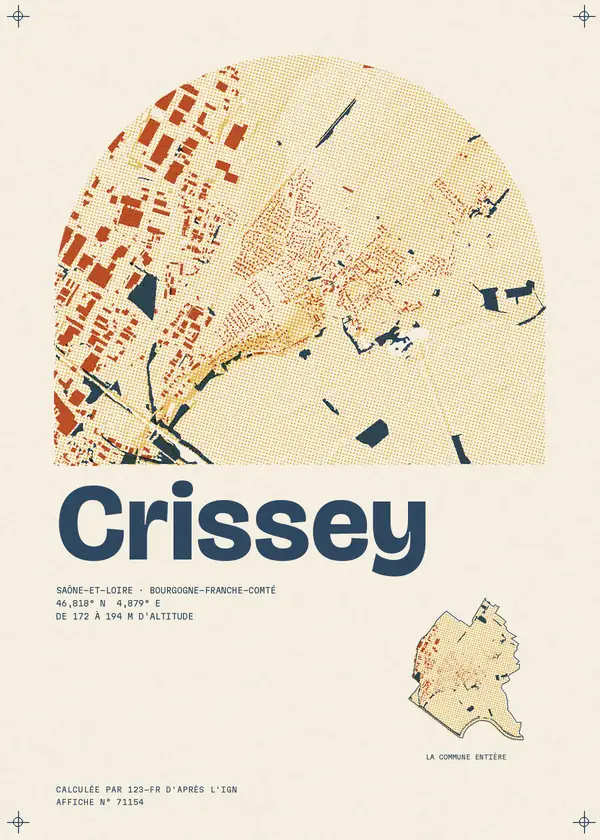 Affiche de Crissey, calculée par 123-fr d'après l'IGN
