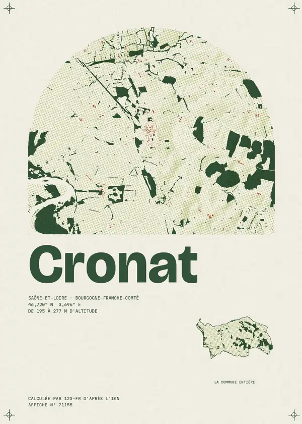 Affiche de Cronat, calculée par 123-fr d'après l'IGN