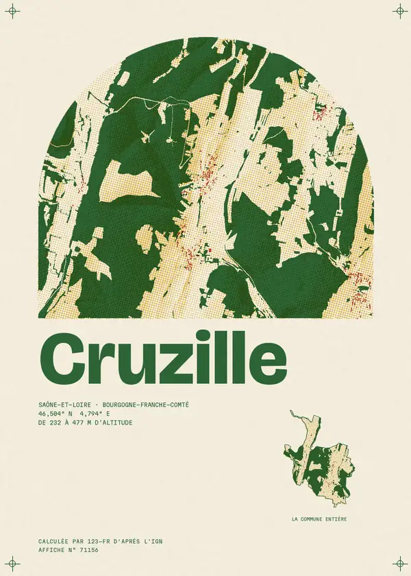 Affiche de Cruzille, calculée par 123-fr d'après l'IGN