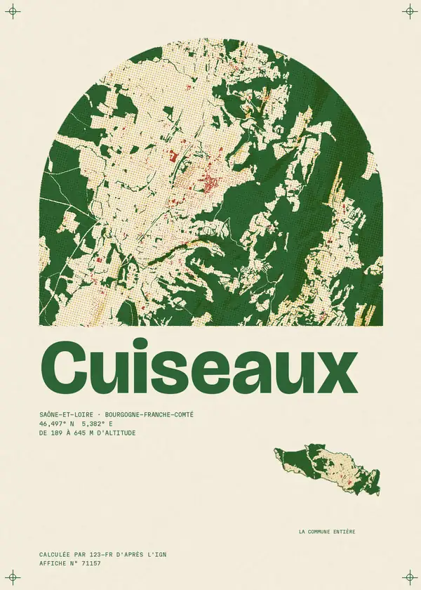 Affiche de Cuiseaux, calculée par 123-fr d'après l'IGN
