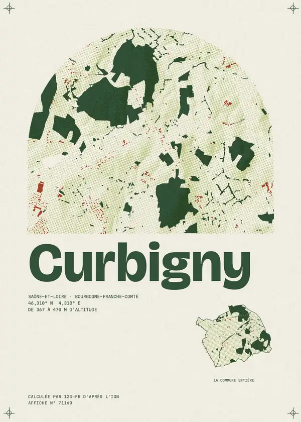 Affiche de Curbigny, calculée par 123-fr d'après l'IGN