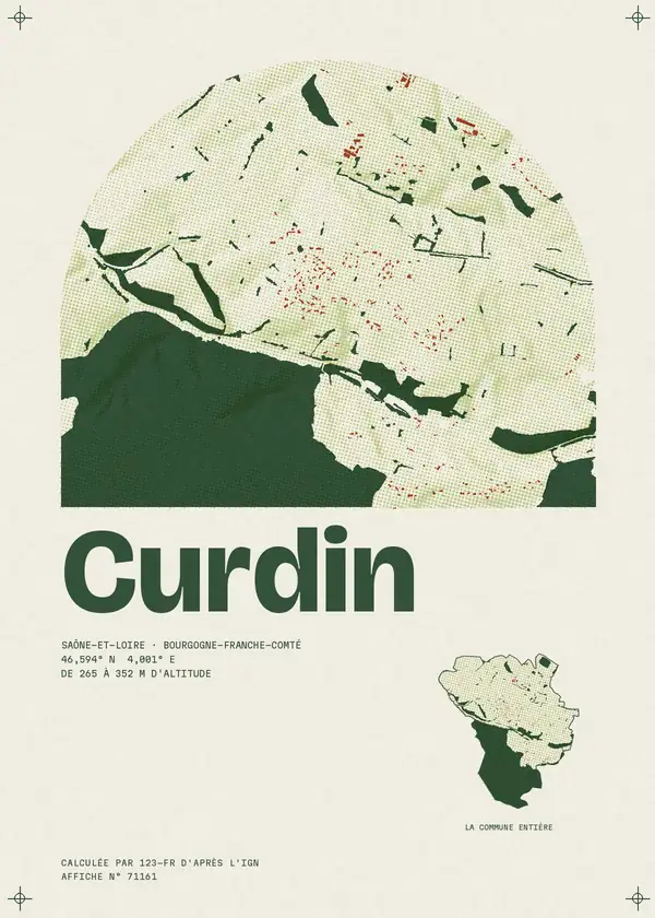 Affiche de Curdin, calculée par 123-fr d'après l'IGN