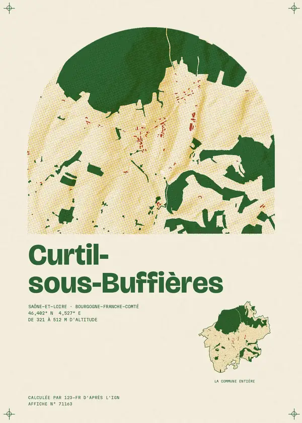 Affiche de Curtil-sous-Buffières, calculée par 123-fr d'après l'IGN