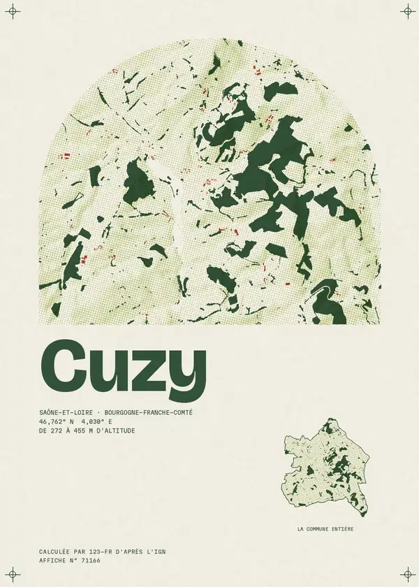Affiche de Cuzy, calculée par 123-fr d'après l'IGN