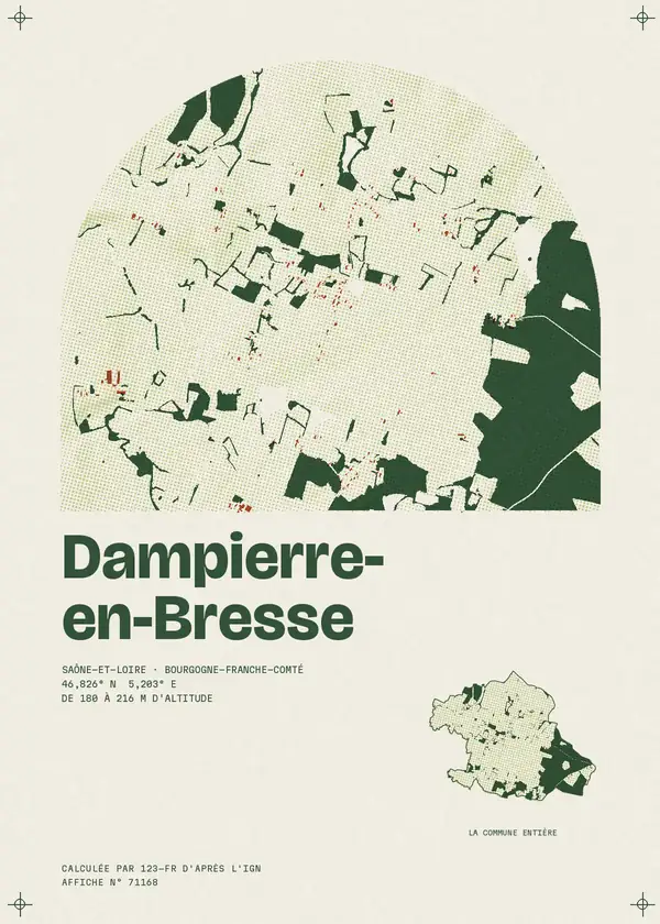 Affiche de Dampierre-en-Bresse, calculée par 123-fr d'après l'IGN
