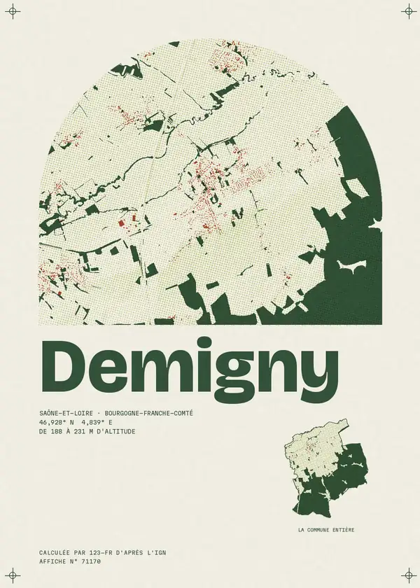 Affiche de Demigny, calculée par 123-fr d'après l'IGN