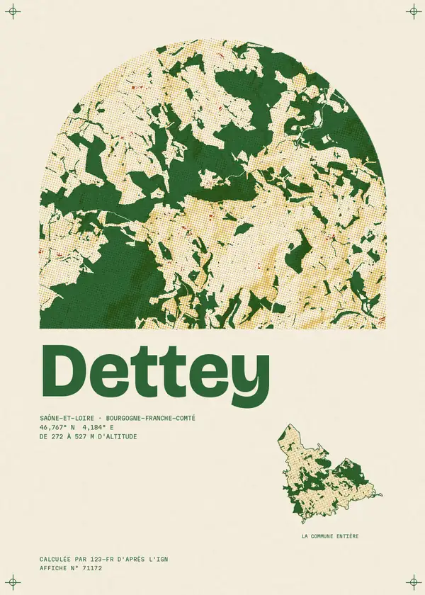 Affiche de Dettey, calculée par 123-fr d'après l'IGN