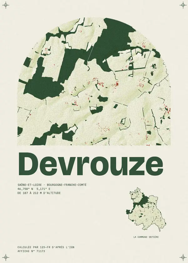 Affiche de Devrouze, calculée par 123-fr d'après l'IGN