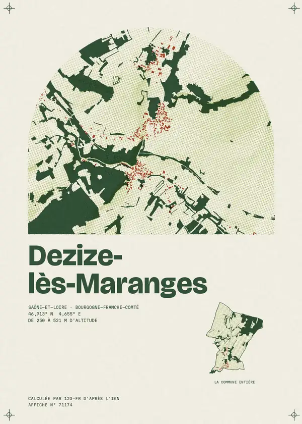 Affiche de Dezize-lès-Maranges, calculée par 123-fr d'après l'IGN