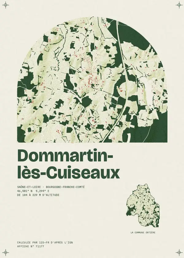 Affiche de Dommartin-lès-Cuiseaux, calculée par 123-fr d'après l'IGN