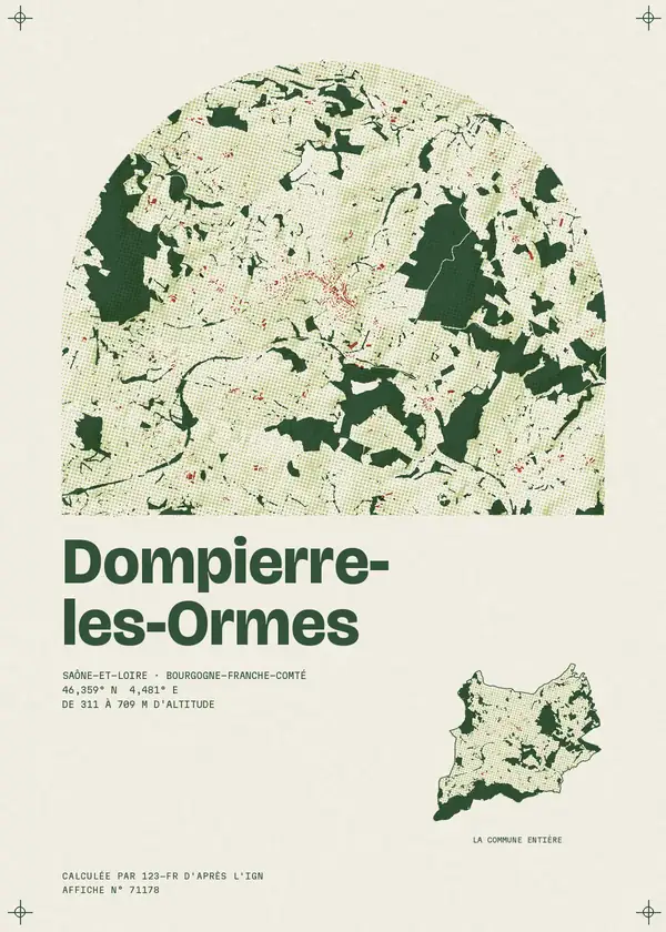 Affiche de Dompierre-les-Ormes, calculée par 123-fr d'après l'IGN