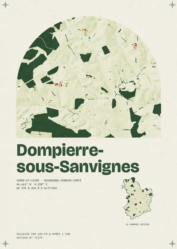 Affiche de Dompierre-sous-Sanvignes, calculée par 123-fr d'après l'IGN