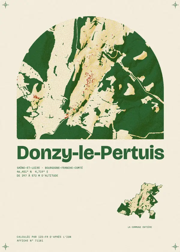 Affiche de Donzy-le-Pertuis, calculée par 123-fr d'après l'IGN