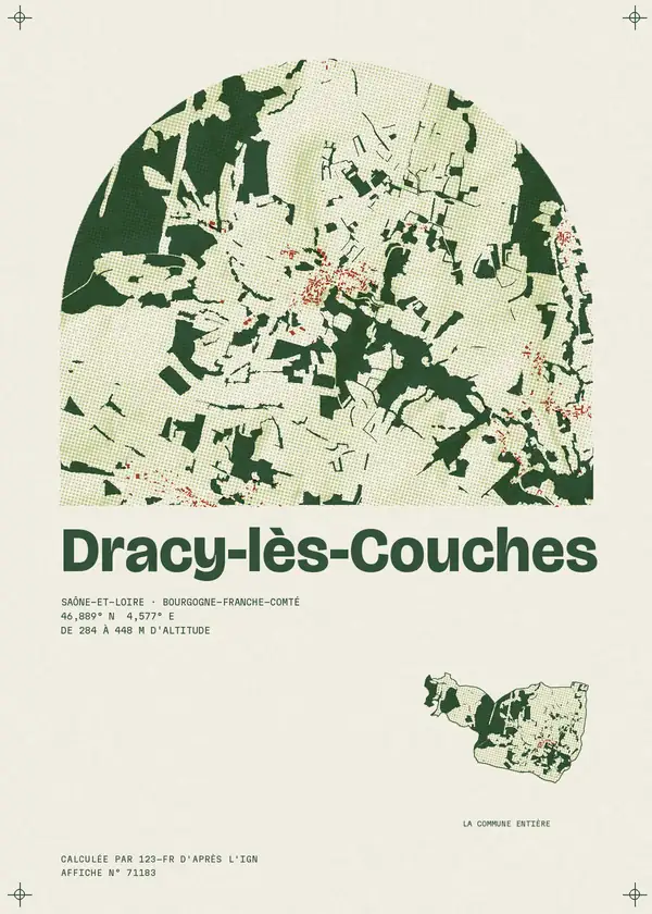 Affiche de Dracy-lès-Couches, calculée par 123-fr d'après l'IGN