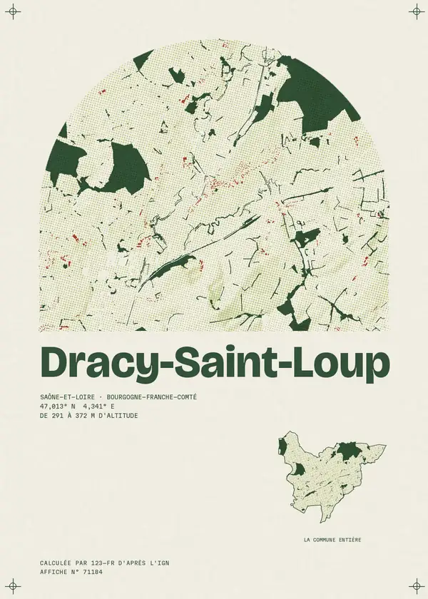Affiche de Dracy-Saint-Loup, calculée par 123-fr d'après l'IGN