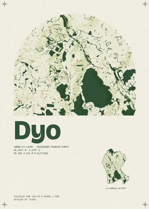 Affiche de Dyo, calculée par 123-fr d'après l'IGN