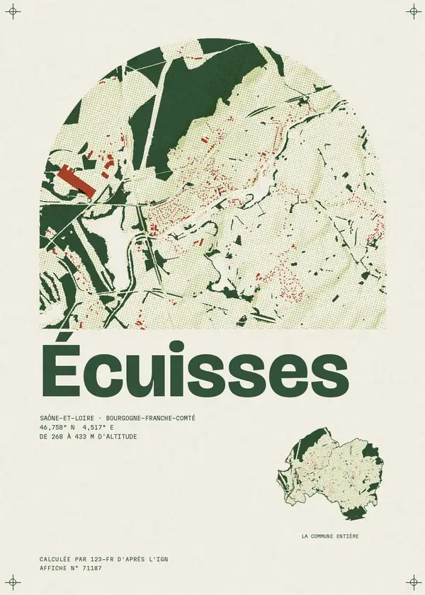 Affiche de Écuisses, calculée par 123-fr d'après l'IGN