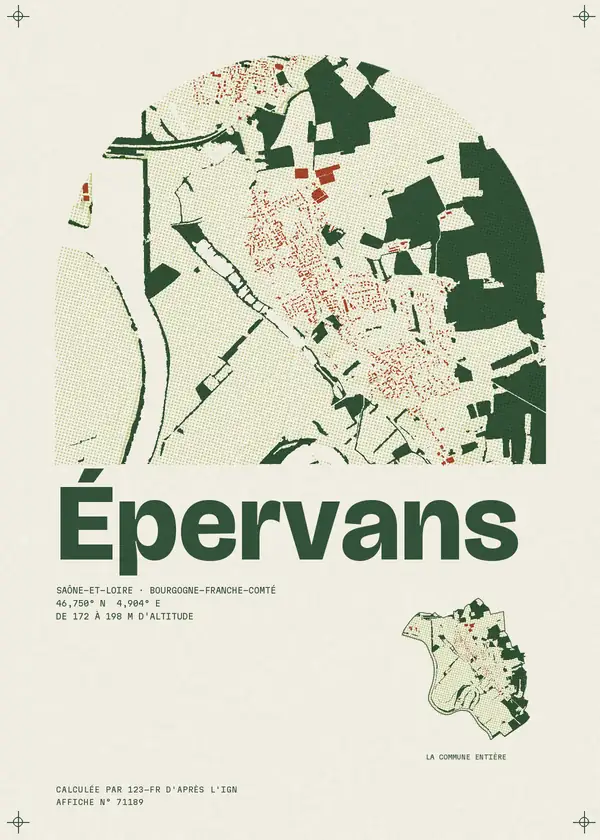 Affiche de Épervans, calculée par 123-fr d'après l'IGN