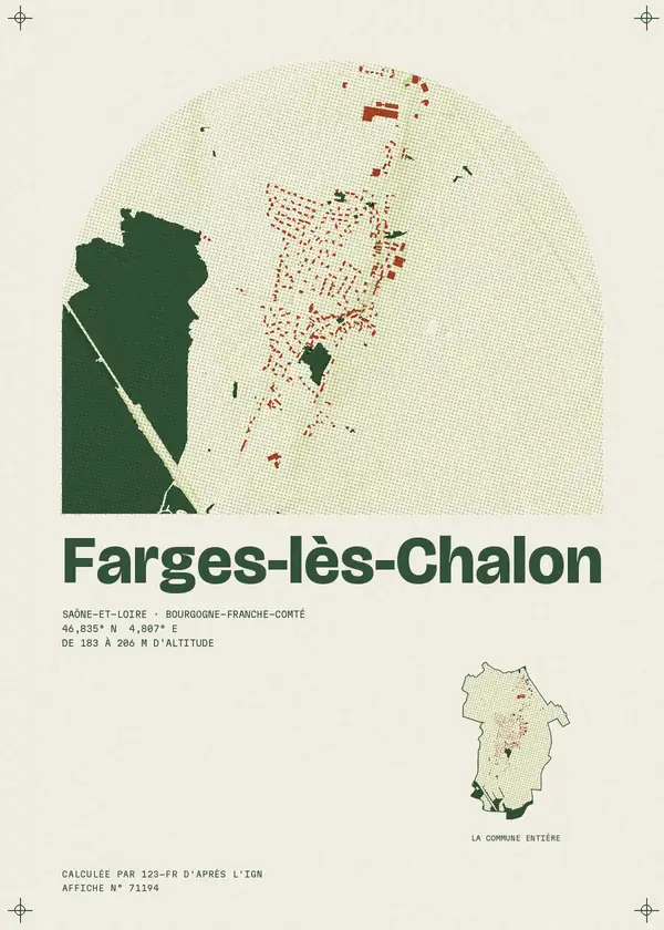 Affiche de Farges-lès-Chalon, calculée par 123-fr d'après l'IGN