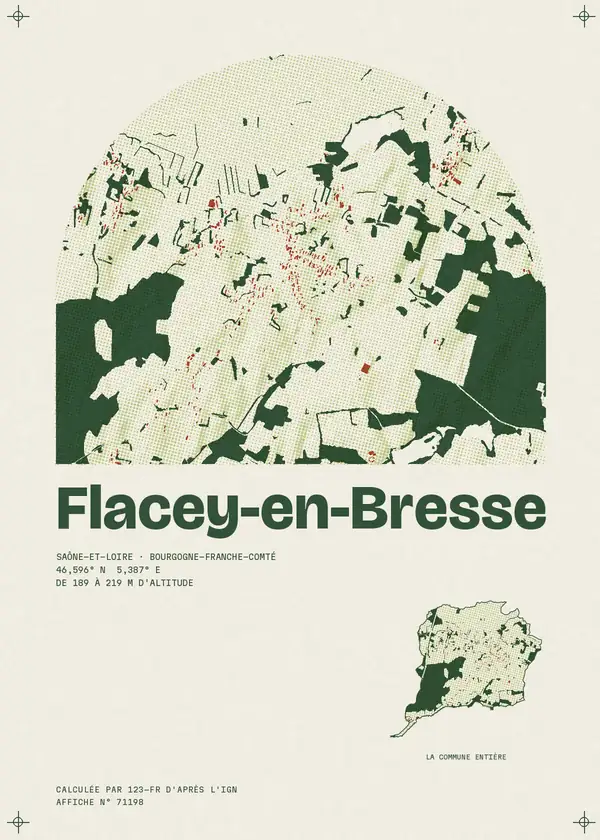 Affiche de Flacey-en-Bresse, calculée par 123-fr d'après l'IGN