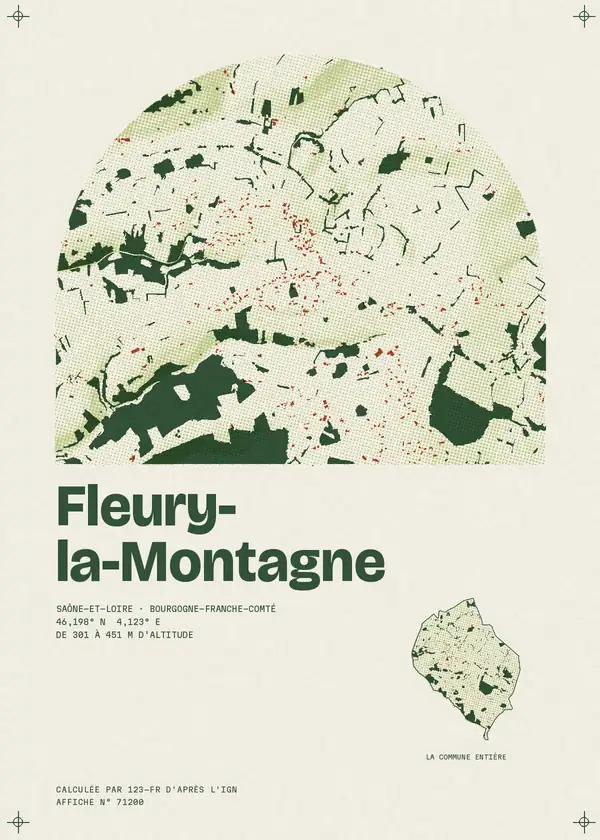 Affiche de Fleury-la-Montagne, calculée par 123-fr d'après l'IGN