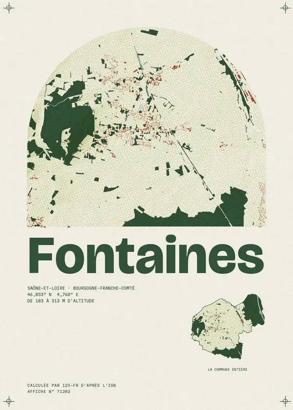 Affiche de Fontaines, calculée par 123-fr d'après l'IGN