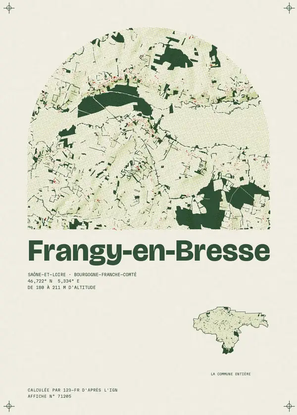 Affiche de Frangy-en-Bresse, calculée par 123-fr d'après l'IGN