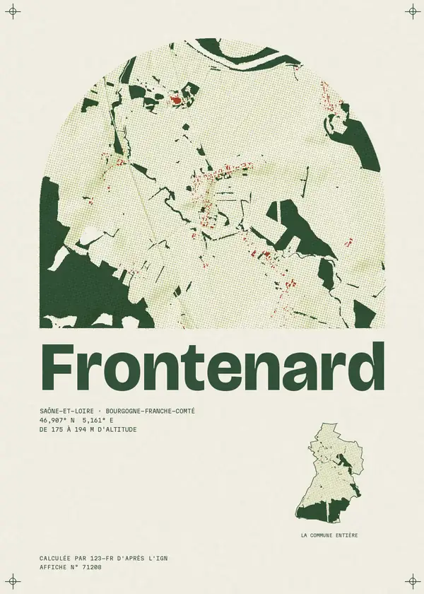Affiche de Frontenard, calculée par 123-fr d'après l'IGN