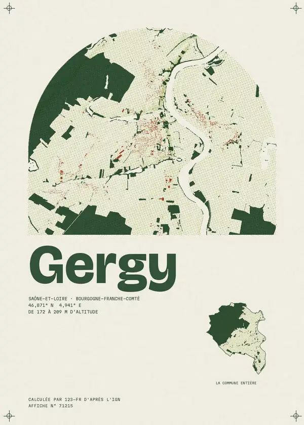 Affiche de Gergy, calculée par 123-fr d'après l'IGN