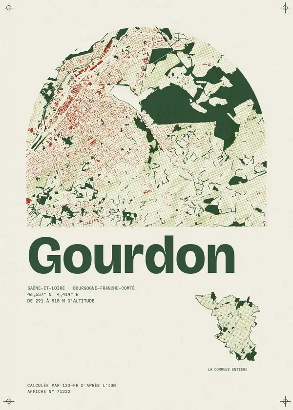 Affiche de Gourdon, calculée par 123-fr d'après l'IGN