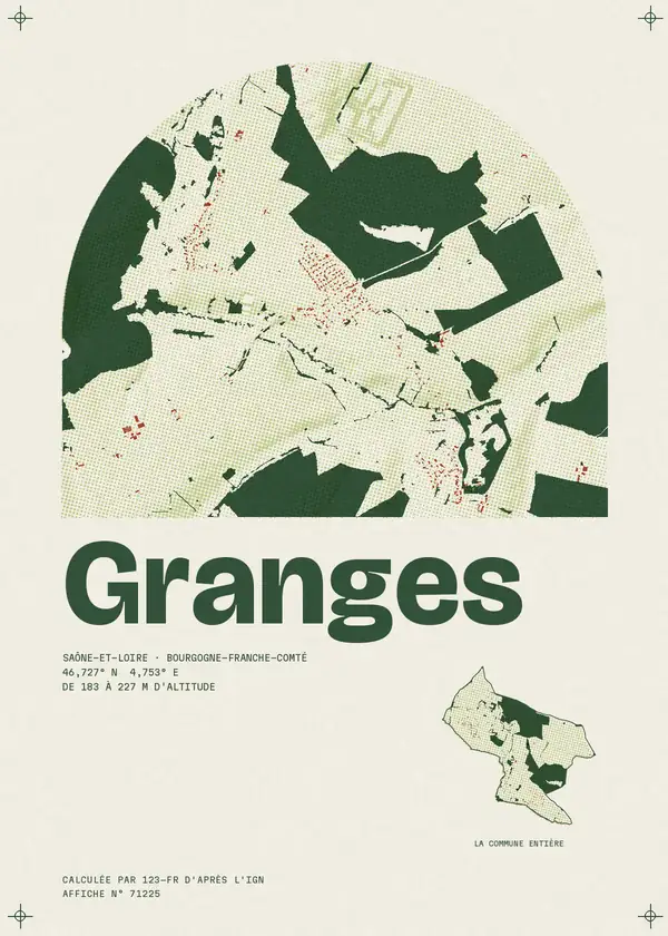 Affiche de Granges, calculée par 123-fr d'après l'IGN
