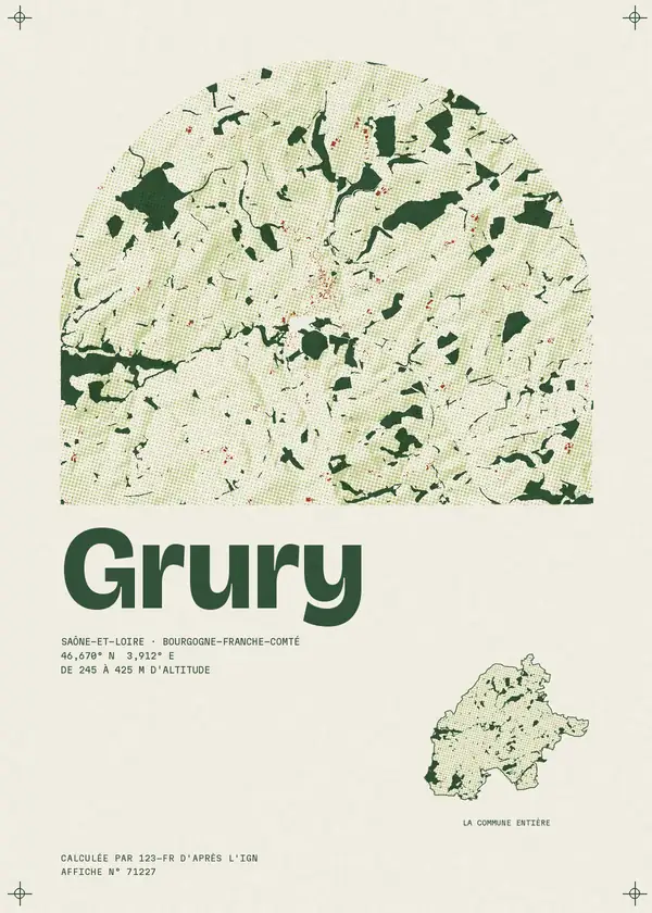 Affiche de Grury, calculée par 123-fr d'après l'IGN