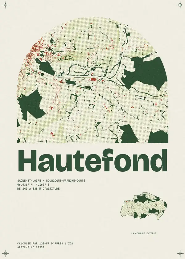 Affiche de Hautefond, calculée par 123-fr d'après l'IGN