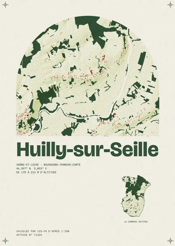 Affiche de Huilly-sur-Seille, calculée par 123-fr d'après l'IGN