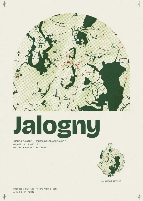 Affiche de Jalogny, calculée par 123-fr d'après l'IGN