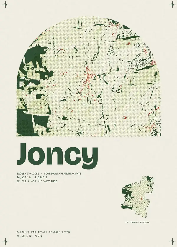 Affiche de Joncy, calculée par 123-fr d'après l'IGN