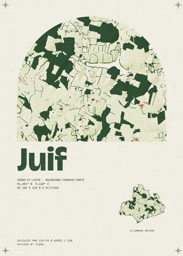 Affiche de Juif, calculée par 123-fr d'après l'IGN