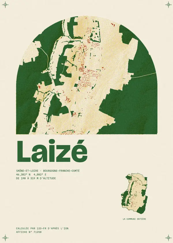 Affiche de Laizé, calculée par 123-fr d'après l'IGN