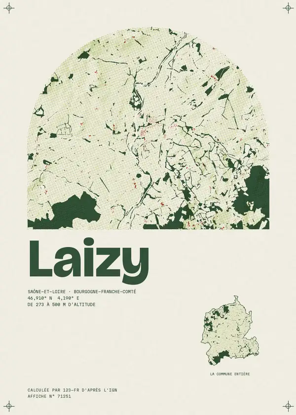 Affiche de Laizy, calculée par 123-fr d'après l'IGN