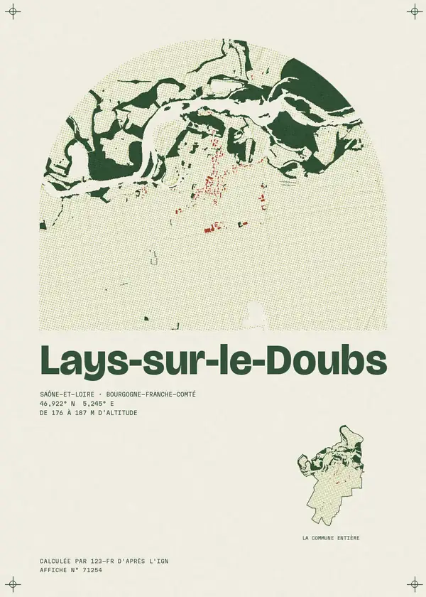 Affiche de Lays-sur-le-Doubs, calculée par 123-fr d'après l'IGN
