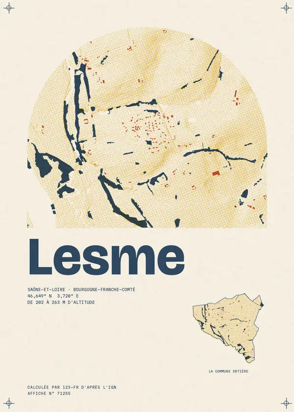 Affiche de Lesme, calculée par 123-fr d'après l'IGN