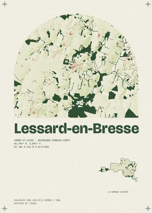 Affiche de Lessard-en-Bresse, calculée par 123-fr d'après l'IGN