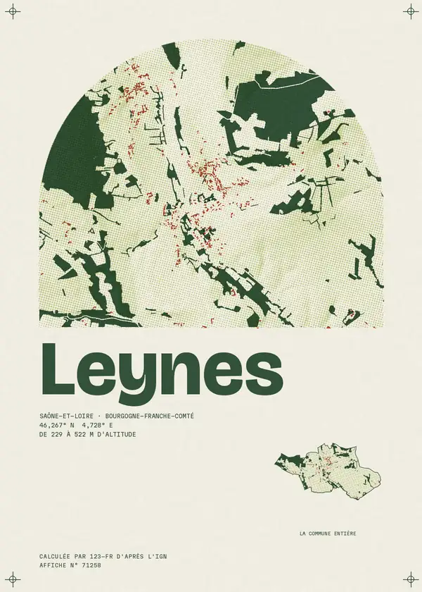 Affiche de Leynes, calculée par 123-fr d'après l'IGN