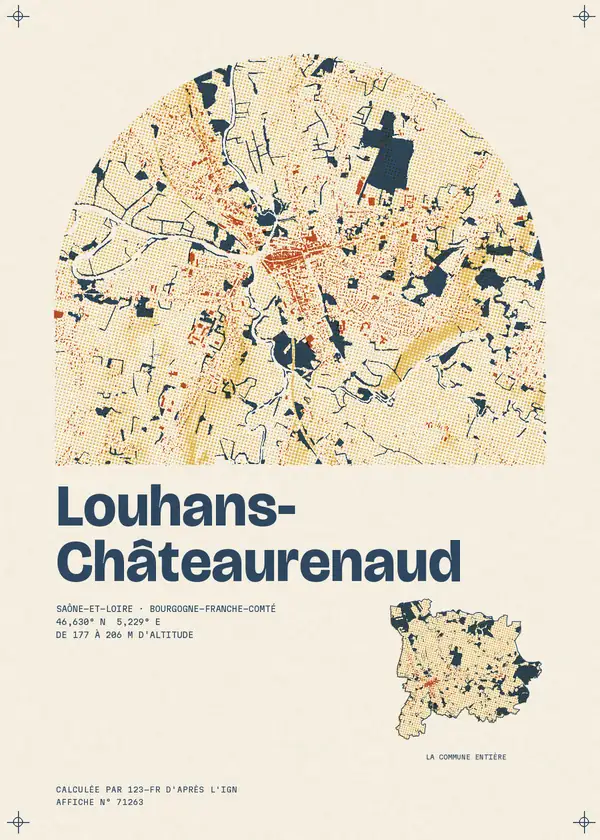 Affiche de Louhans-Châteaurenaud, calculée par 123-fr d'après l'IGN